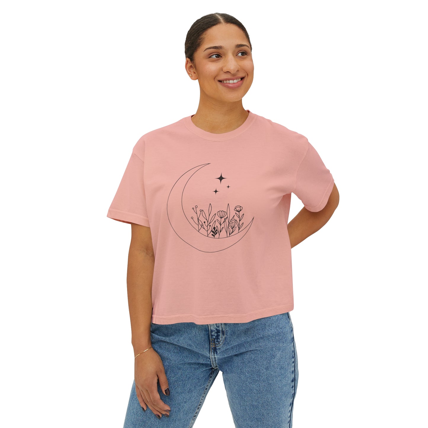 Moon Blooms Cropped Boxy Tee