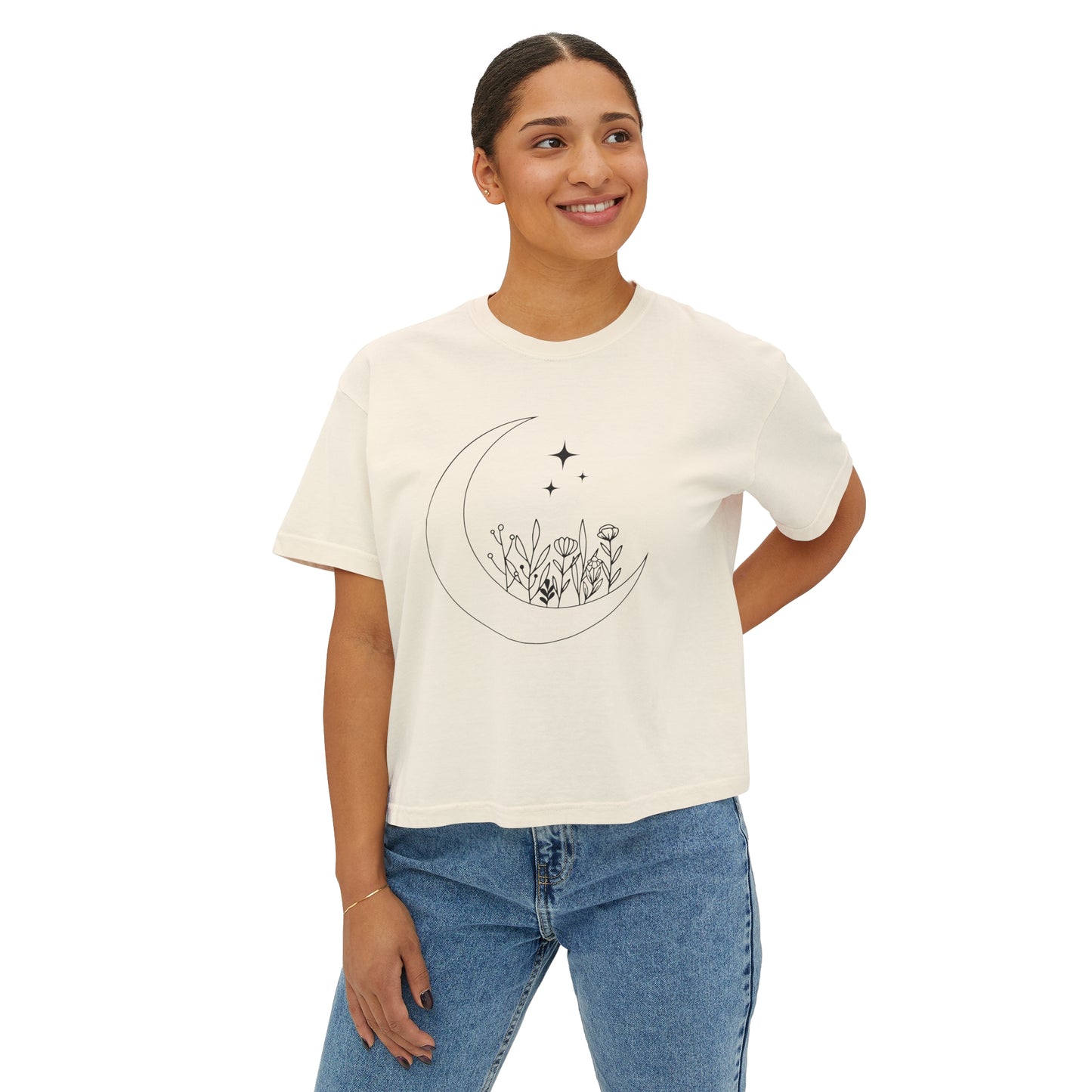 Moon Blooms Cropped Boxy Tee